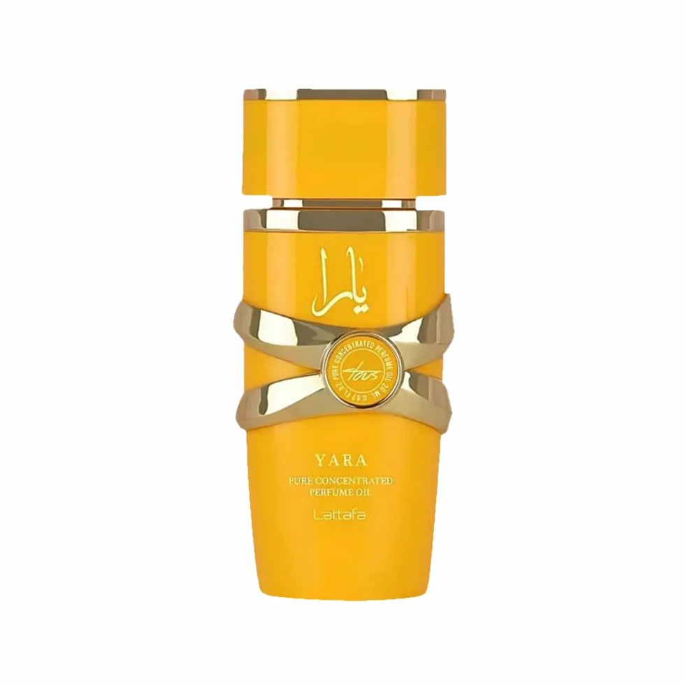 Lattafa Yara Pure Concentrated Perfume Oro, 20 ml, Lujoso diseño árabe