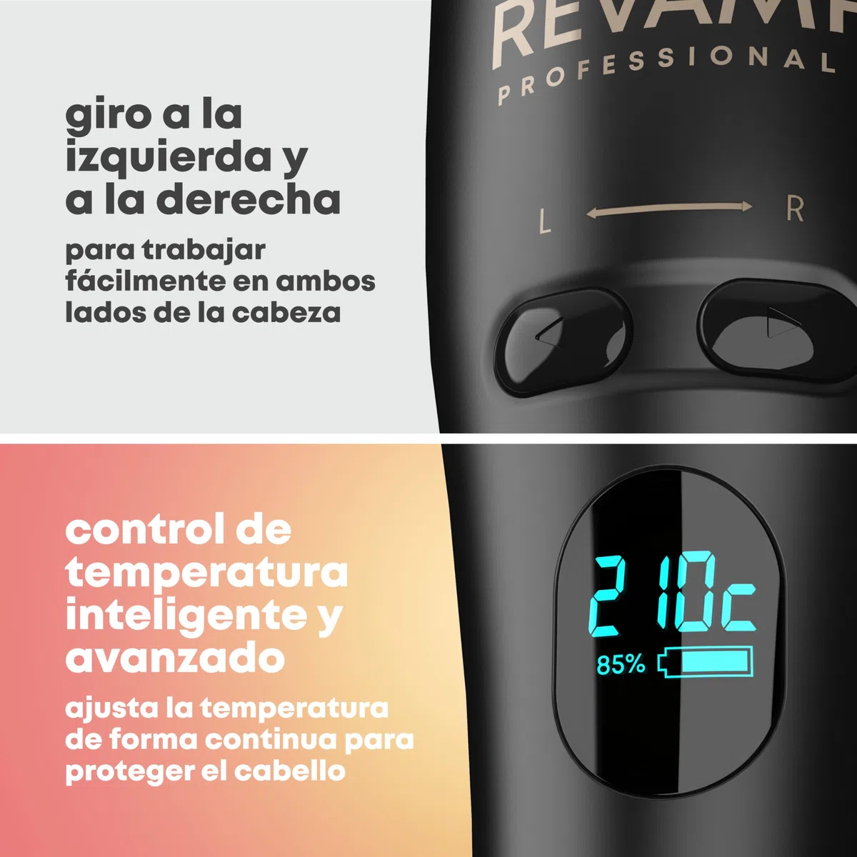 REVAMP iGen Hollywood Curl Rizador de Pelo Inalámbrico - Automático | Estilizador Rotativo, Barril Iónico de Cerámica, Ondulador, Rizos Definidos, Ondas de Playa