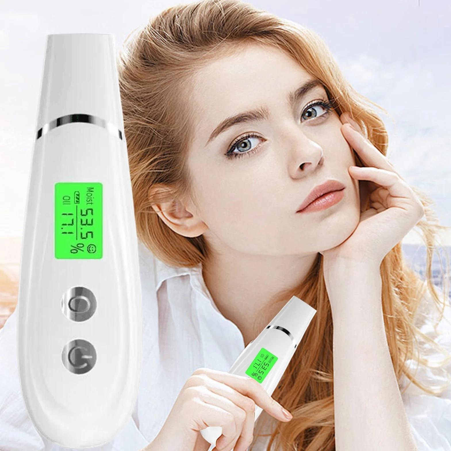 Probador de humedad de la piel, máquina analizadora de piel, pantalla LCD digital profesional, dispositivo de cuidado facial para el hogar, salón de belleza o viajes