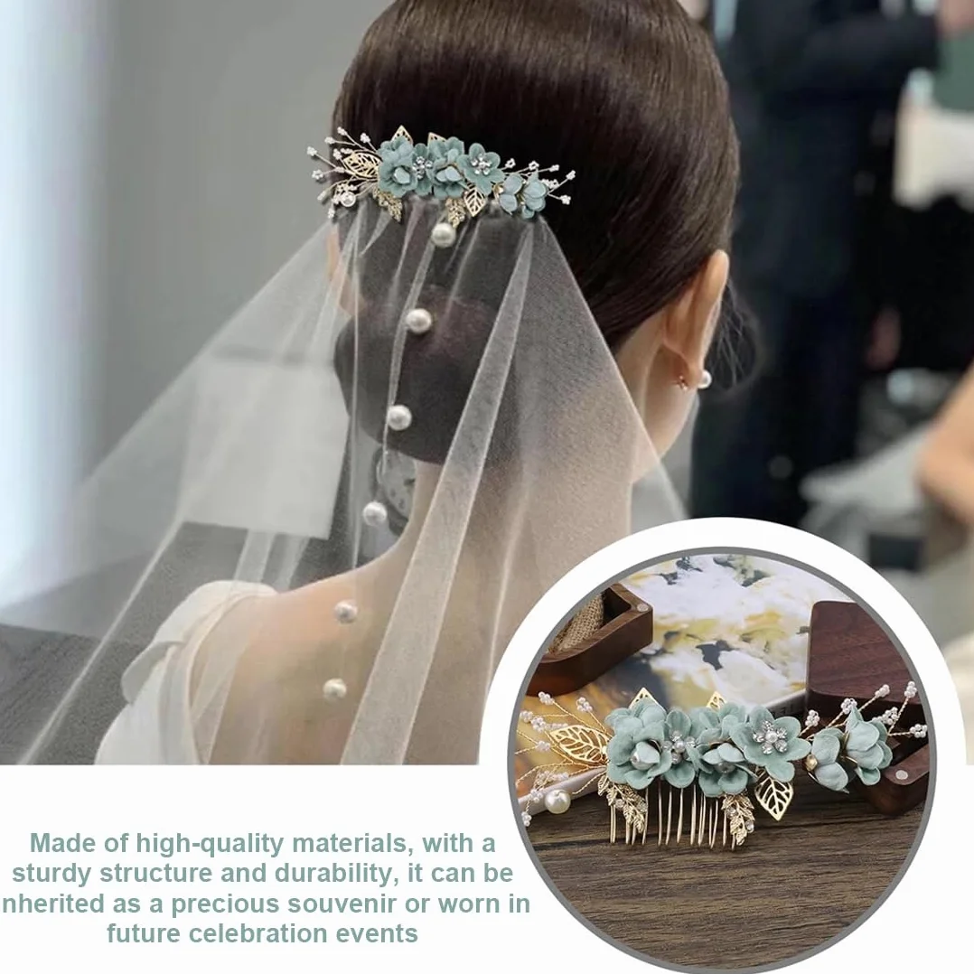 4 Piezas Peinetas para el Pelo, Adorno Pelo Novia con Cristales Verdes, Tocado de Novia para Bodas, Tocados de Pelo Verde para Mujeres, Peinetas para el Pelo Boda