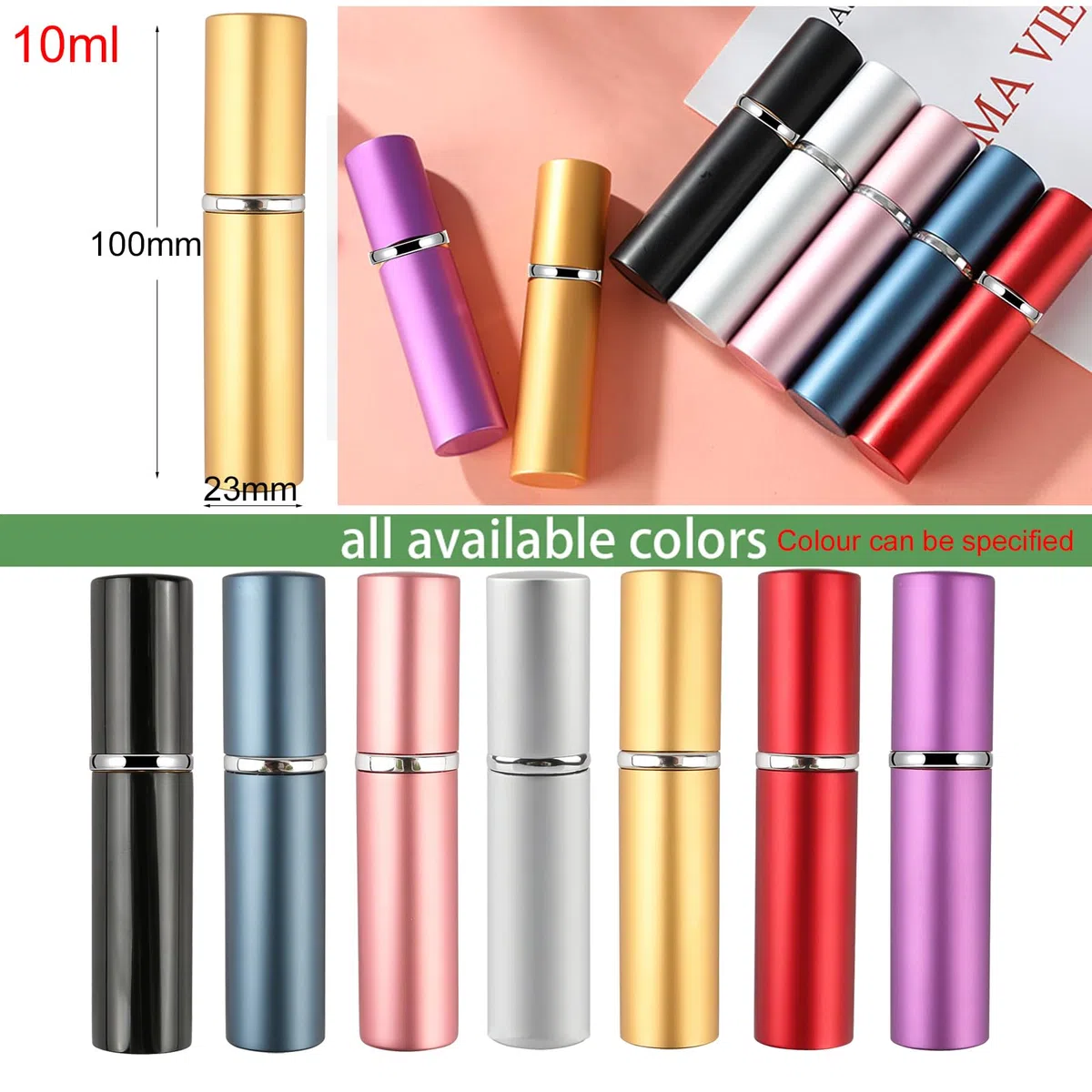 48 Piezas Mini 10 ml Aluminio Mezclado Botella de Spray Pequeño Vidrio Vacías con Bomba en Spray de Niebla Fina Atomizador Muestra para Perfume Artículos de Agua Líquidos Cosmético Viaje