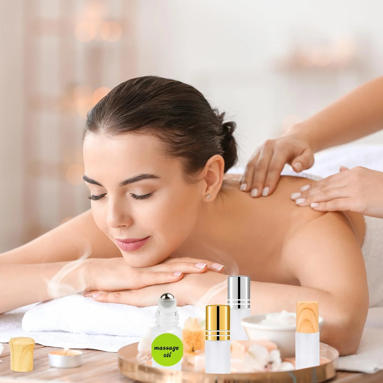 24pcs Roll On Aceites Esenciales, Botellas Roll On Cristal con Bolas de Acero Inoxidable, 10ml Rellenable Perfume Roll On, Botellas de Aceite Esencial para Masajes, Mezclas de Aromaterapia