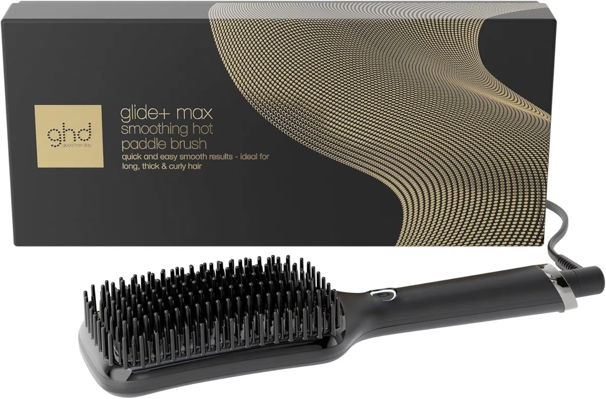 ghd Glide+ Max - Cepillo Térmico Alisador de Pelo, Acabado Liso Natural | Superficie más amplia, acabado suave, brillante y sin frizz, púas cerámicas - Para todo tipo de cabello - (Enchufe Europeo)