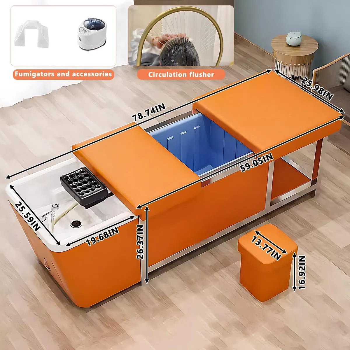 Lavabo para champú HHEvergreenEnsem, mesa de masaje, lavabo acrílico para
