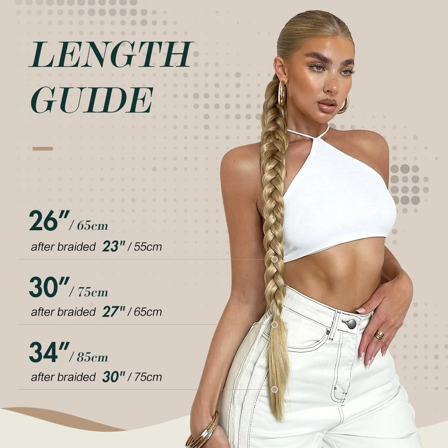 FESHFEN Extensiones de Pelo Coleta Trenzada, 85 cm Coleta Postiza de pelo Larga para Mujeres Envolvente Ponytail Extensiones de Cola de Caballo Castaño Claro Sintético para la Fiesta Diaria