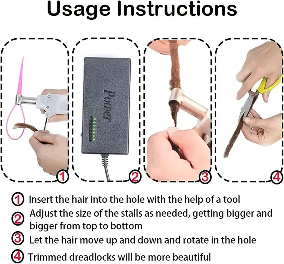 Máquina for Hacer rastas instantáneas, máquina automática for Hacer Cabello instantáneo con 20 Agujas, máquina trenzadora de Ganchillo de 6-16mm(16mm)