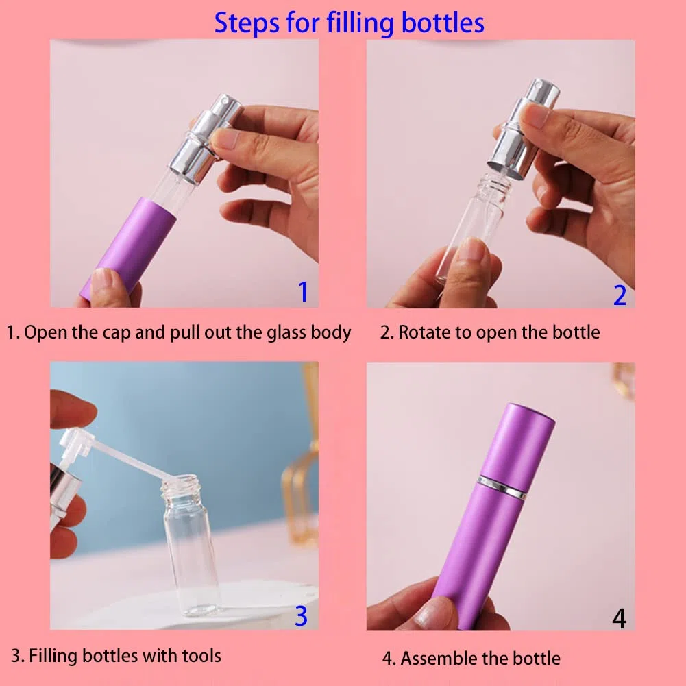 48 Piezas Mini 10 ml Aluminio Mezclado Botella de Spray Pequeño Vidrio Vacías con Bomba en Spray de Niebla Fina Atomizador Muestra para Perfume Artículos de Agua Líquidos Cosmético Viaje
