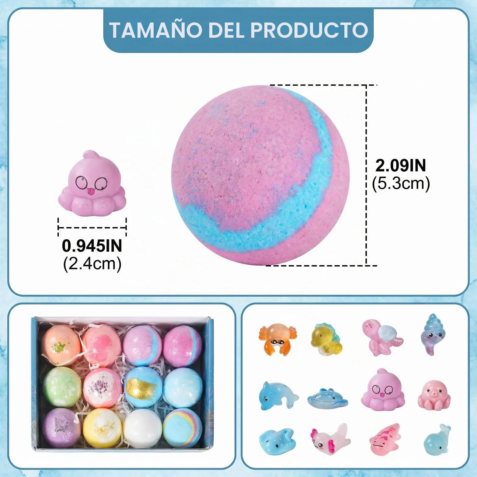 12 PCS Bath Bombs Kids – Bombas de baño niños con juguete sorpresa | Bath Bomb Gift, Bolas de baño con sorpresa, Bomba de baño infantil para cumpleaños y Navidad