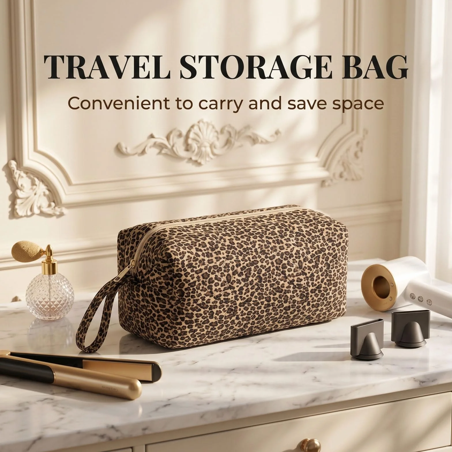 Gran Bolso de Almacenamiento para secador de Pelo, Bolsa de Accesorios Compatible con Dyson Airwrap, Bolsa de Viaje Neceser, Tela Oxford 35x15x14cm, de Doble Capa con Compartimento