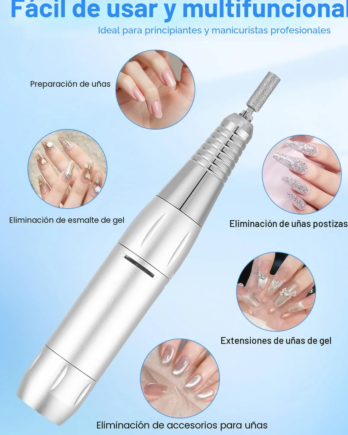 Torno para Uñas Profesional 35000 RPM,Torno de Uñas Inalambrico Pulidor Lima Electrica Uñas Portatil para Semipermanentes Acrilicas Manicura y Pedicura, Baja Vibración, Salón DIY