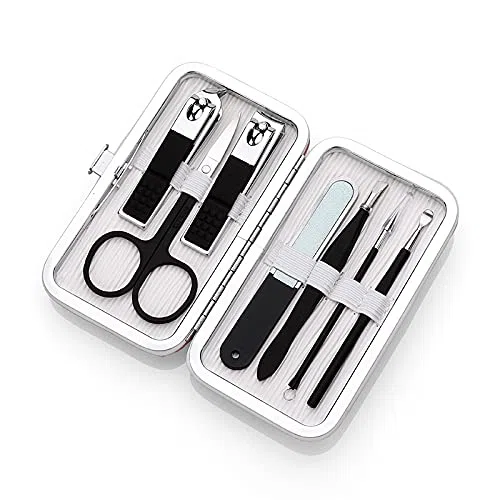 Cortaúñas para pies, Juego de cortaúñas Negro, Juego de Herramientas de manicura para uñas de 18 Piezas con Pintura elástica, Juego de cortaúñas Elegante y Funcional