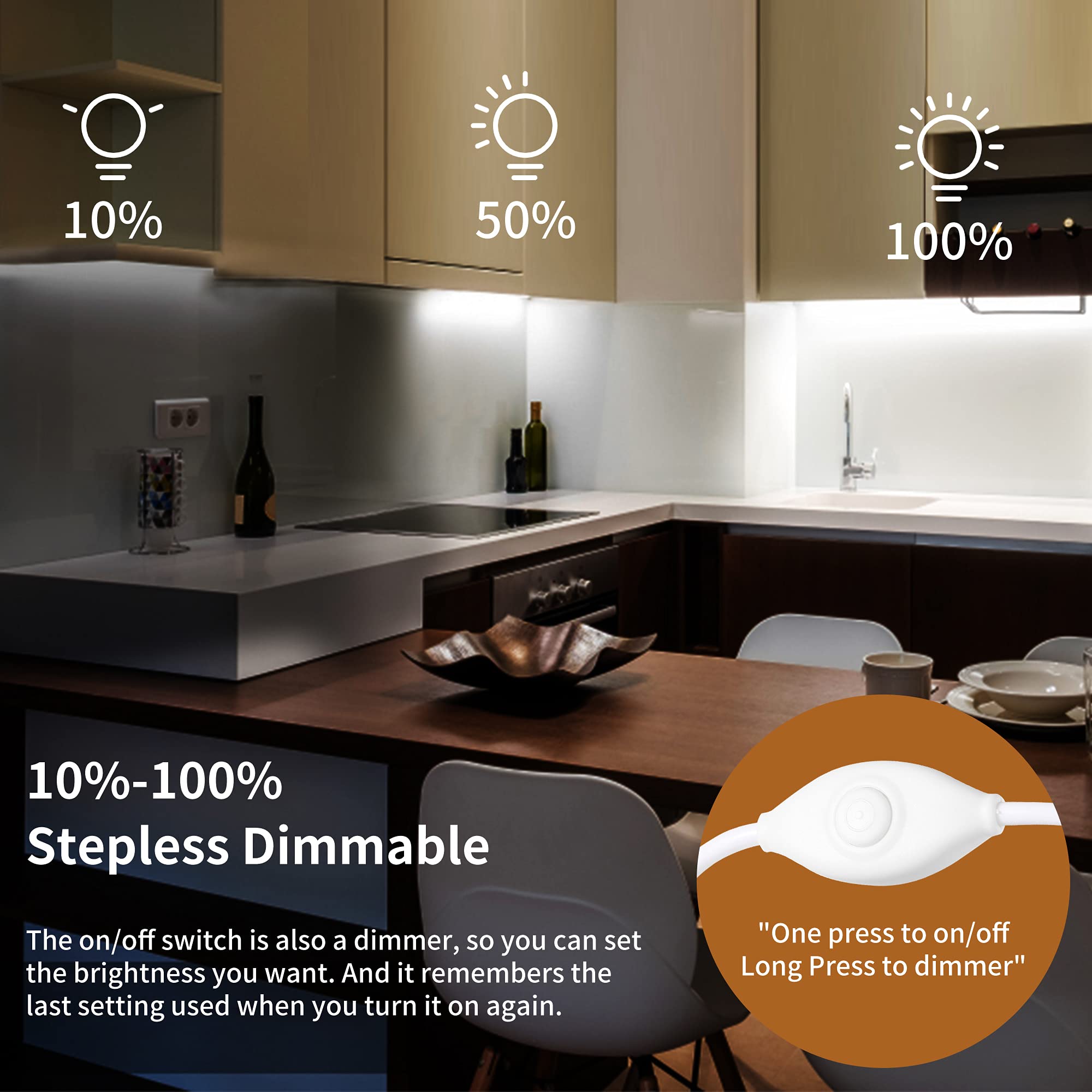 Slim Dimmable Under Cabinet LED Light Bar