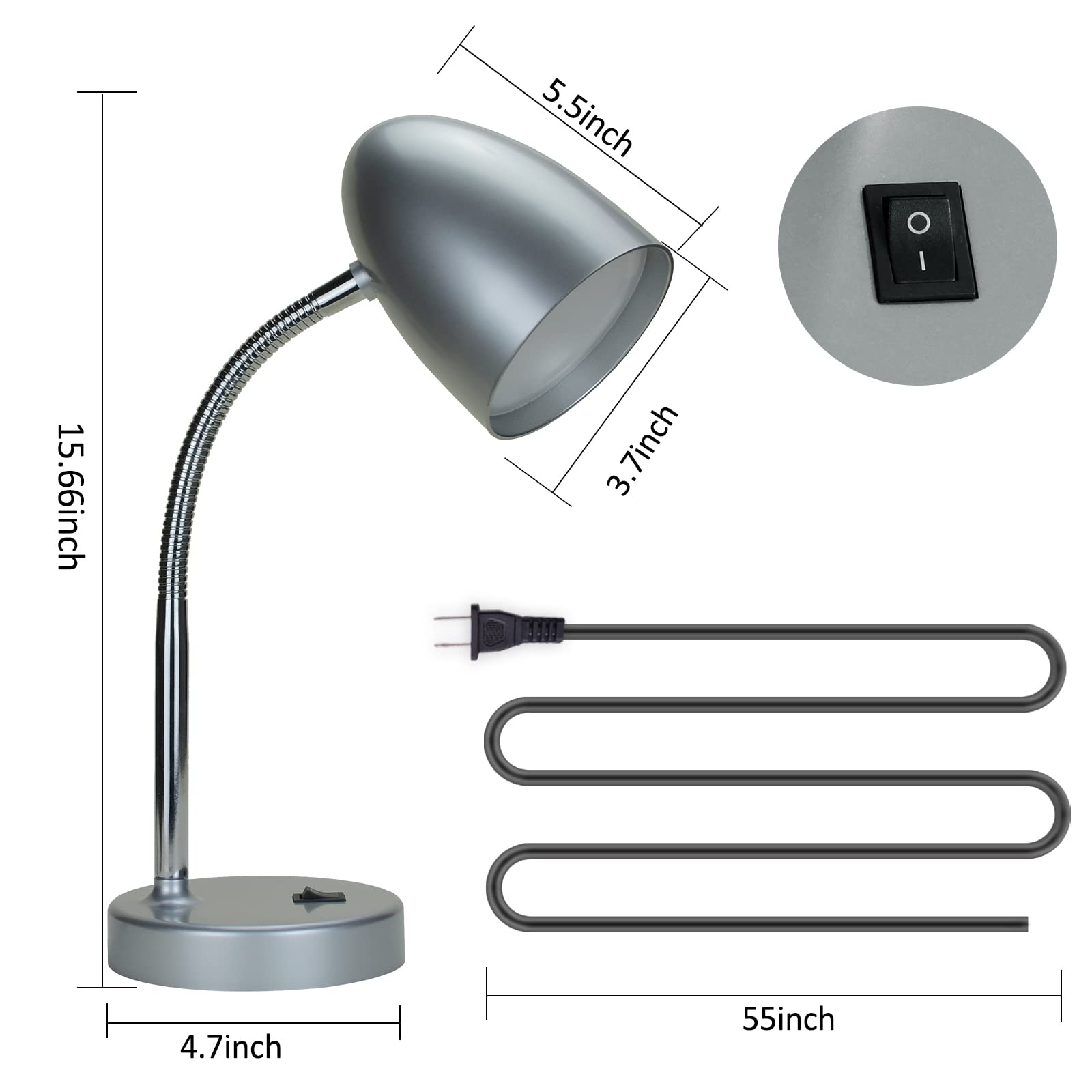 Sleek Silver LED Desk Lamp with Eye-Caring Light