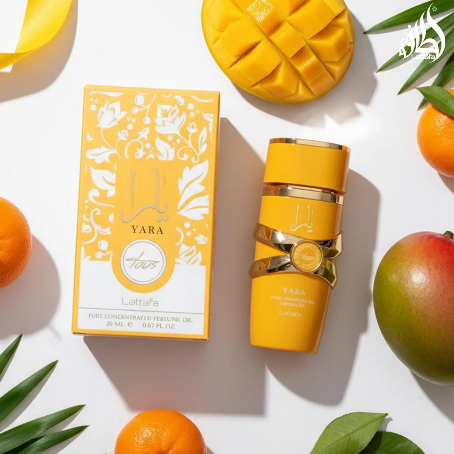 Lattafa Yara Pure Concentrated Perfume Oro, 20 ml, Lujoso diseño árabe