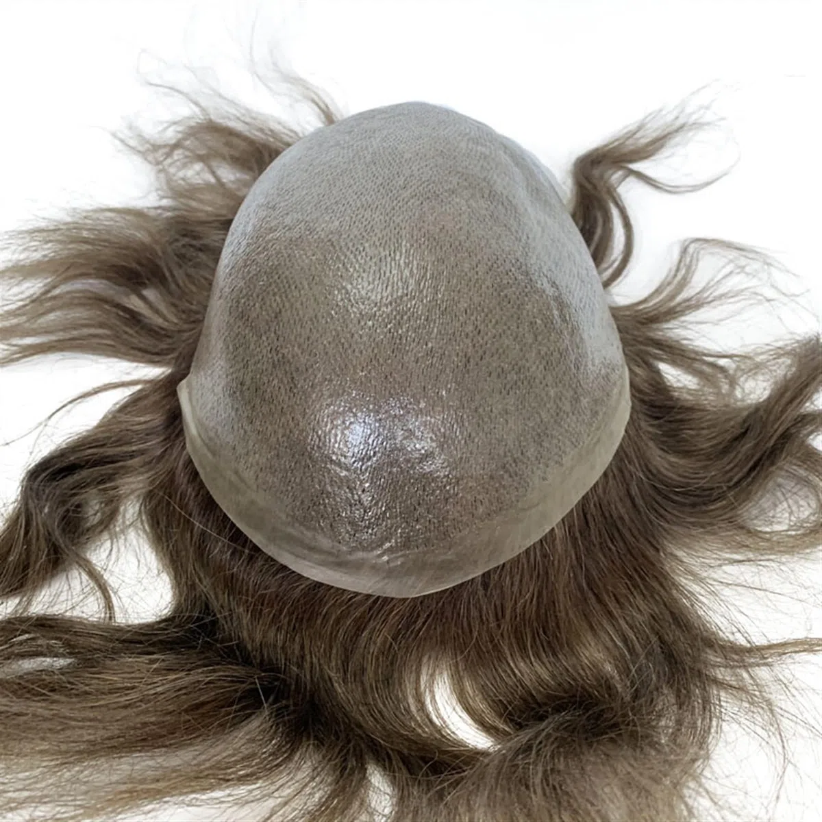 Peluca de Pelo Piezas de tupé for hombres 0,04 ~ 0,06 MM piel fina V-looped cabello humano tupé 8x10 "hombres PU Poly Toupee sistema de reemplazo de cabello Pelucas para Hombres ( Color : 120% , Size