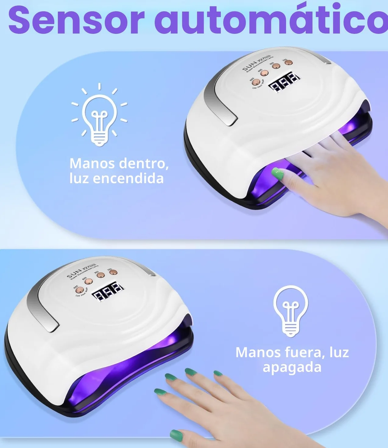 Zawaer Lámpara de Uñas UV LED, 380W Profesional Lámpara Secadora de Uñas Rápido, 81 perlas de Lámparas, Curado de Esmalte de Gel y Pantalla LCD Para Manicura/Pedicura Nail Art en el Hogar