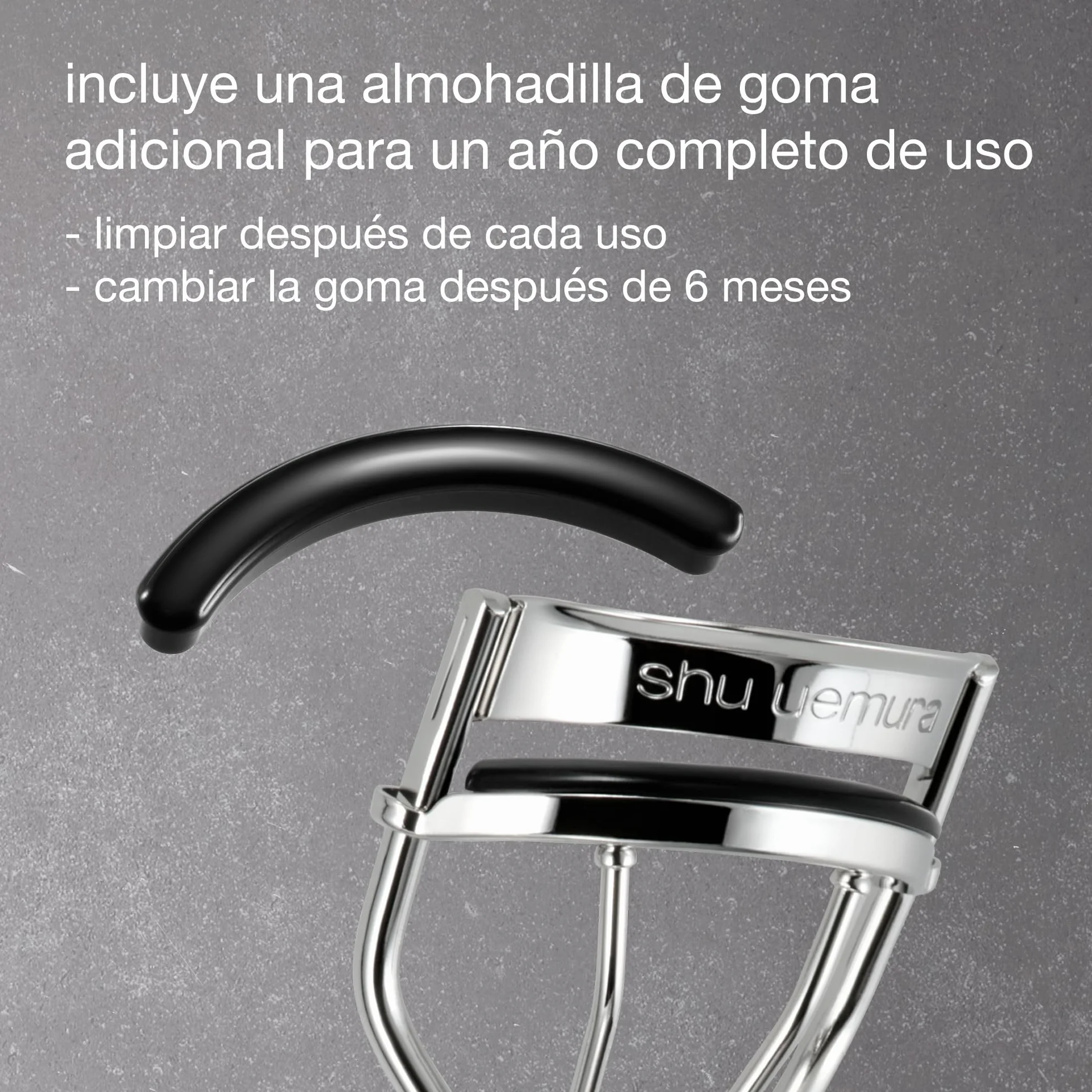 Shu Uemura Rizador de Pestañas, Diseño Único, Rizador de Pestañas Profesional, Óptima Curvatura, Pestañas Más Largas, Preciso y Sin Pellizcar, Recambio de Almohadilla de Silicona Incluido