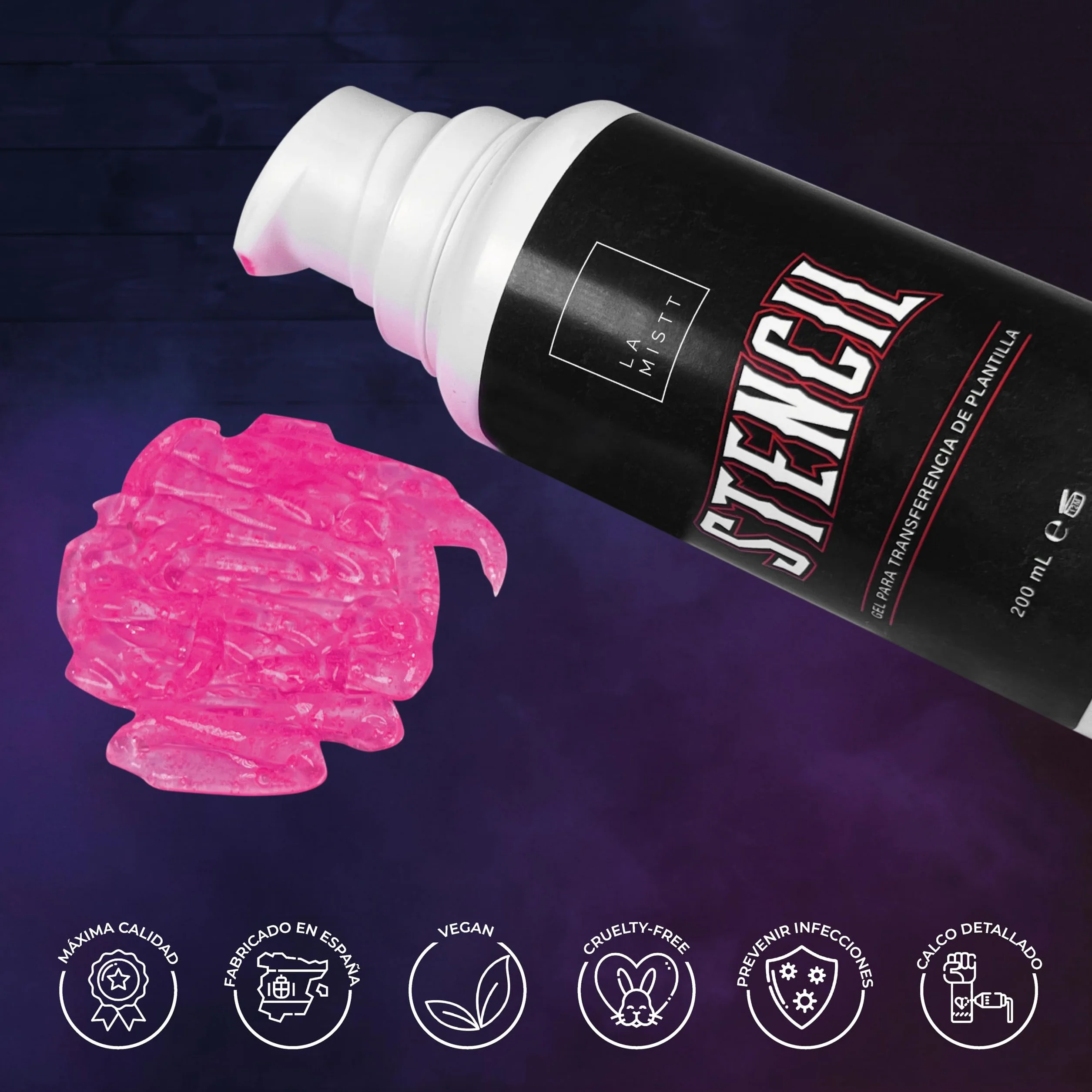 PACK Stencil Tattoo Gel Loción Fijadora Plantillas 200 ml + Vaselina Filante de Uso Profesional 500 ml | Tatuajes