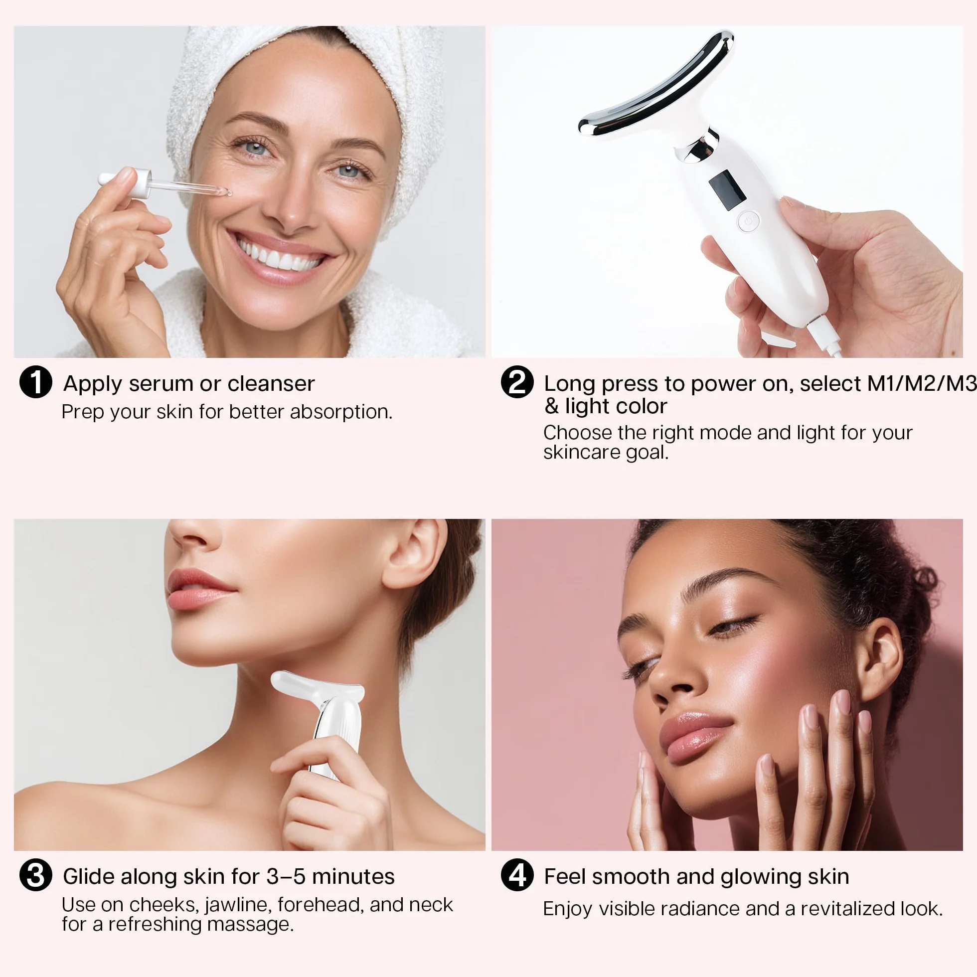 VRAIKO Lilac - Masajeador de belleza 7 en 1 para cara y cuello, escultor facial y levantamiento, masajeador de drenaje linfático facial para antienvejecimiento, arrugas, líneas de frente y ojeras