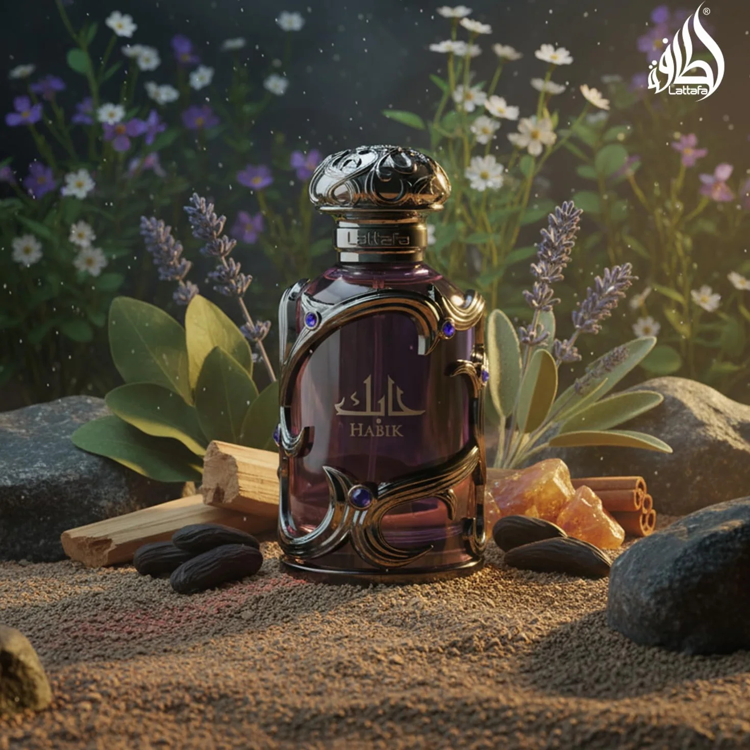Lattafa Habik – Ámbar, Aromático, Amaderado, Almizclado, Eau de Parfum Spray de Larga Duración para Hombre, 100 ml