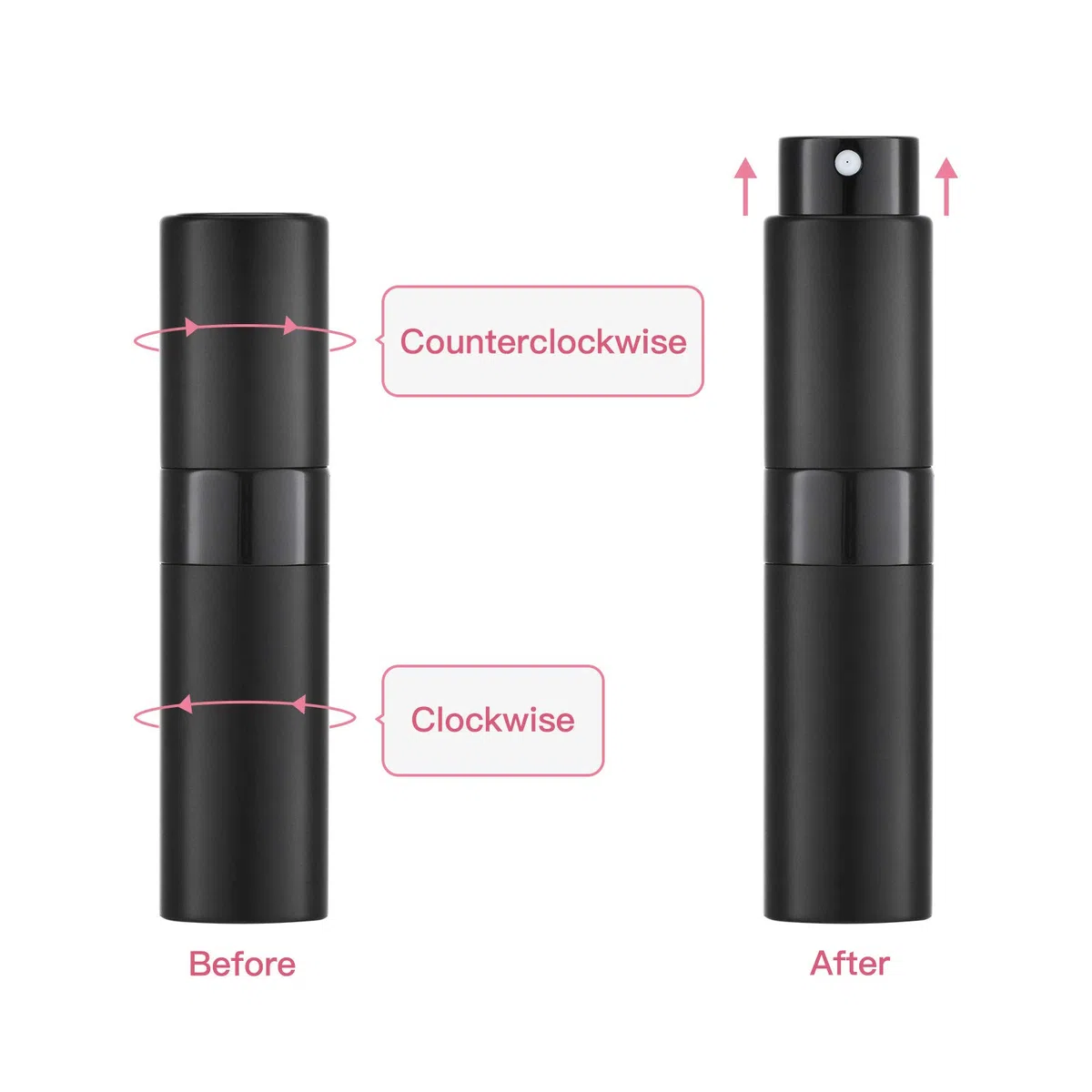 Tekson 10 atomizadores de perfume de viaje de 8 ml, recipientes de colonia recargables, dispensador de botella vacía para mini pulverizador de tamaño (negro)