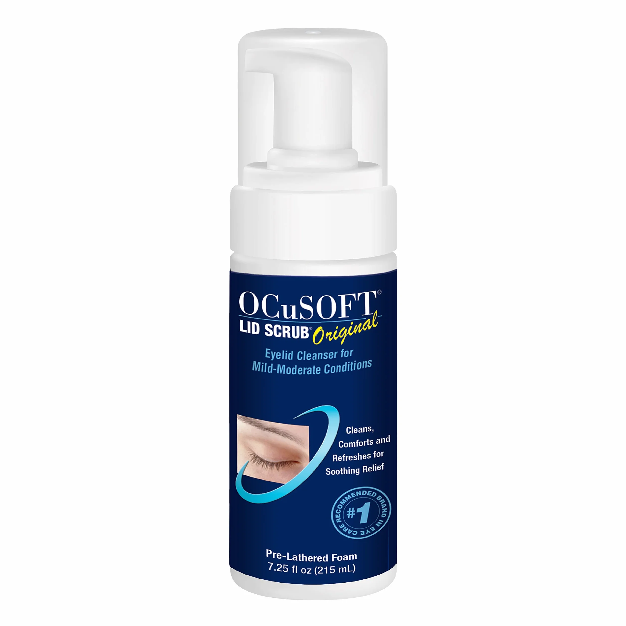 OCuSOFT Limpiador de párpados espumoso original, espuma instantánea suave para eliminar aceite, polvo, polen y maquillaje, 1.7 onzas líquidas