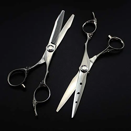 Tijeras de barbero para Cortar el Cabello, 6 Pulgadas, Acero 9cr13 japonés, Corte Mate, Tijeras de entresacar para salón de Belleza, Set de peluquería con Bolsa.