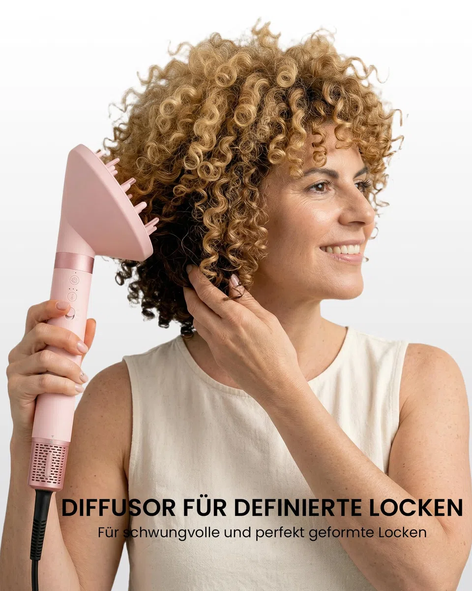 MESCOMB 6 en 1 Air Styler, Cepillo Secador de Pelo par Difusor par Secado Rápido, Sin Daños por Calor, Sin Frizz Cuidado iónico par Volumisation, Con bolsa de viaje, Dar Regalos