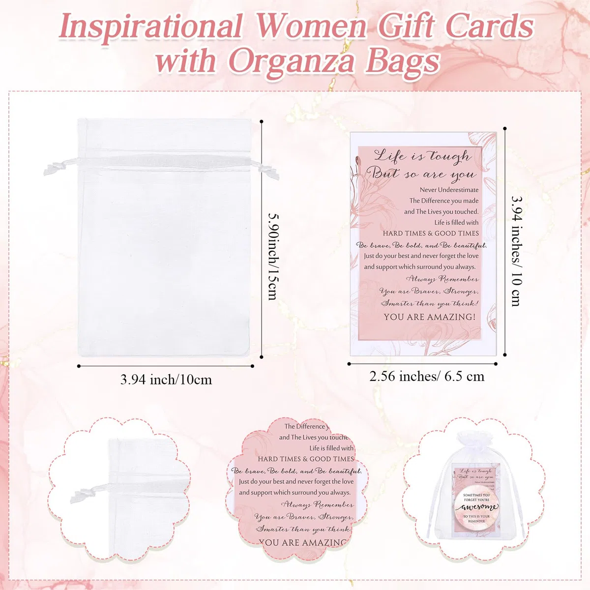 Cinnvoice Juego de 50 espejos compactos inspiradores para mujeres, a granel, con texto en inglés "Sometimes You Forget You're Awesome Makeup", espejo de bolsillo para bolso, tarjetas motivacionales