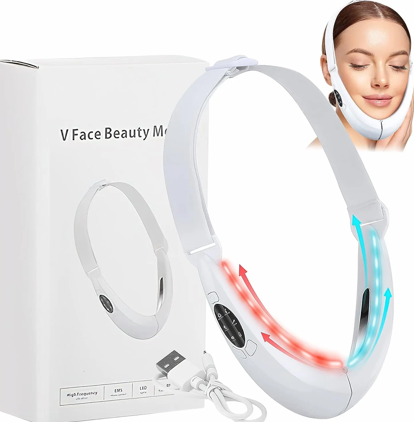 Reductor de Papada Masajeador Facial Electrico, Dispositivo de Belleza Facial para Papada EMS Vface de 5 Modos Reductor con Control Remoto, Papada Reductor Mujer para Quita Papada y Contorno Facial