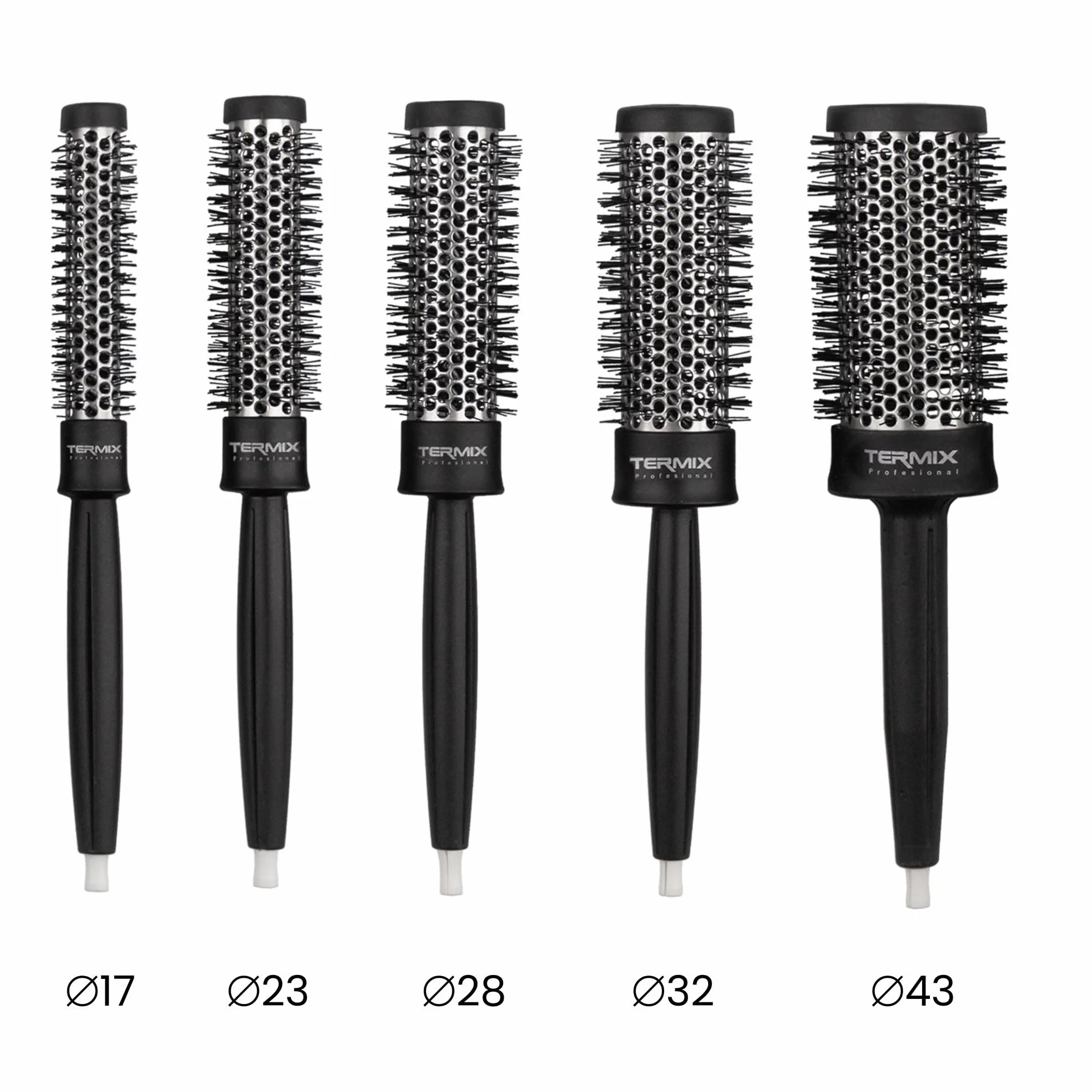 Termix Cepillos Termix Profesional, Cepillo Pelo, Cepillo Redondo Pelo Profesional, Secado Rápido, Fibras Ionizadas Alto Rendimiento, Cepillo Alisador, Cepillo Pelo Antirotura (Pack)