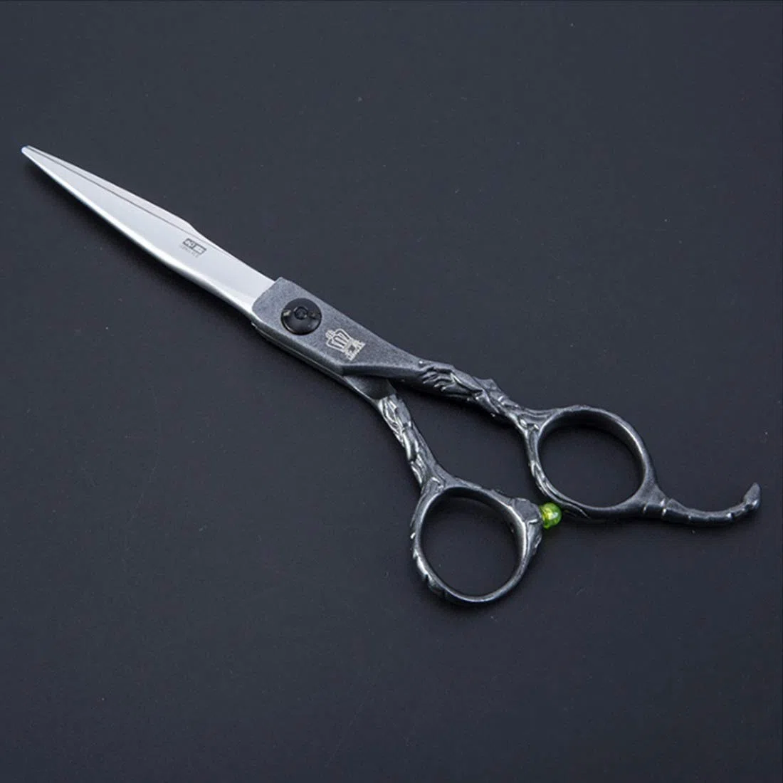 Tijeras de peluquería Profesionales, 6 Tijeras de peluquería de Acero Inoxidable, Kit de Corte de Pelo, Tijeras Planas y dentadas para barbería, Color Plata y Gris Oscuro.