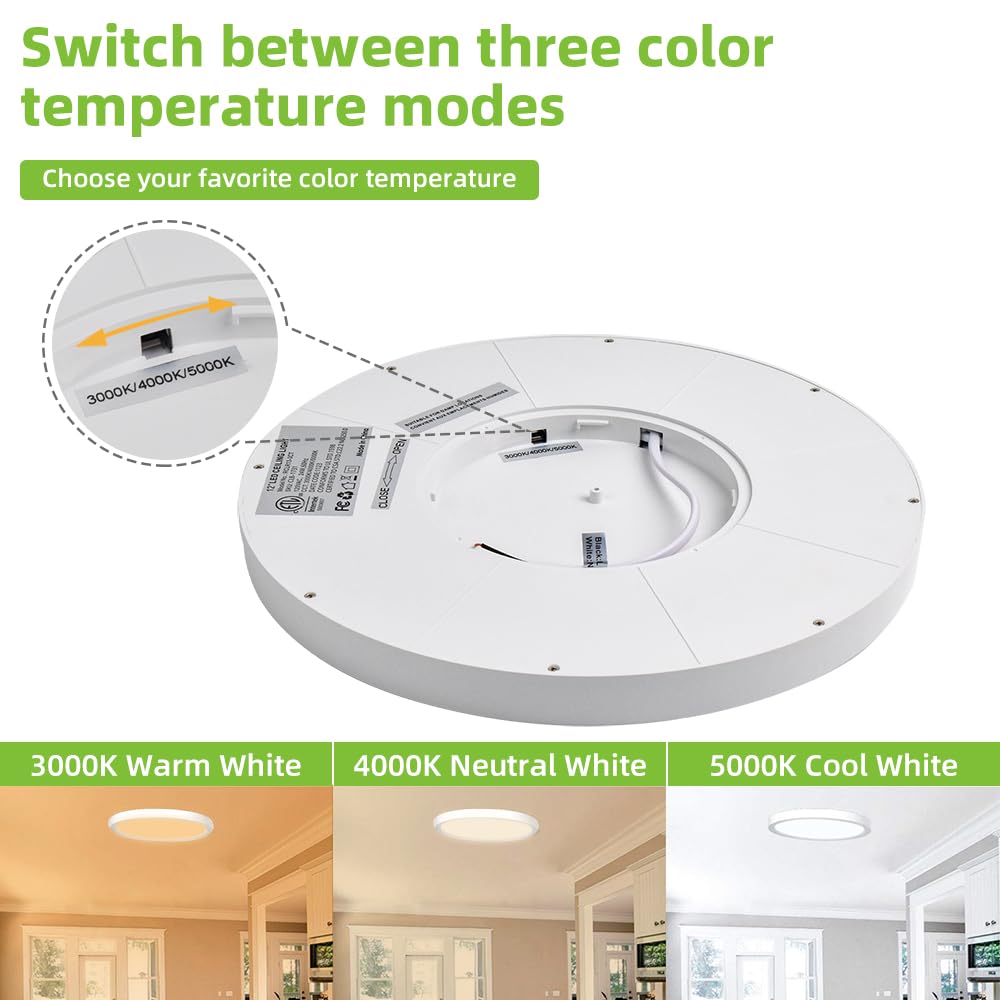 12-Inch Selectable CCT Round LED Flush Mount Light
