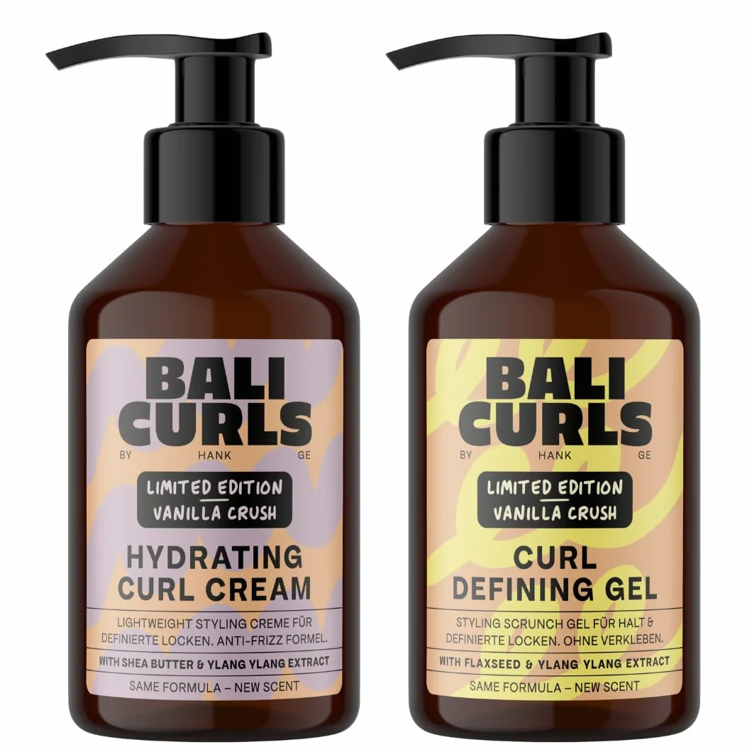 Bali CURLS Kit Limitado para Definir Rizos – Crema hidratante para rizos y Gel definidor de rizos (150 ml cada uno) – Para cabello suave y definido – Hidratación, definición y fijación sin pegajosidad