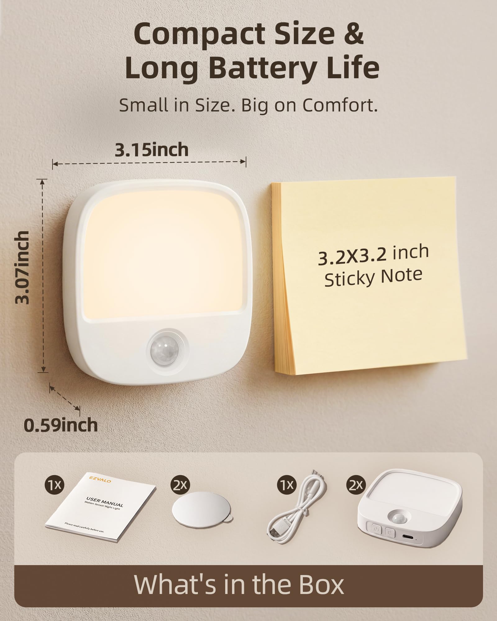 Rechargeable Magnetic Motion Sensor Night Light with Adjustable Colors