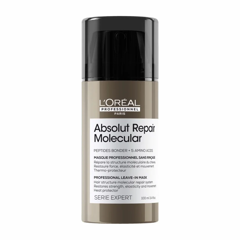 L’Oréal Professionnel, Absolut Repair Molecular Mascarilla Reparadora Sin Aclarado, Textura Crema, Repara Daños y Fortalece, Termoprotección, Fórmula Patentada, para Cabello Dañado