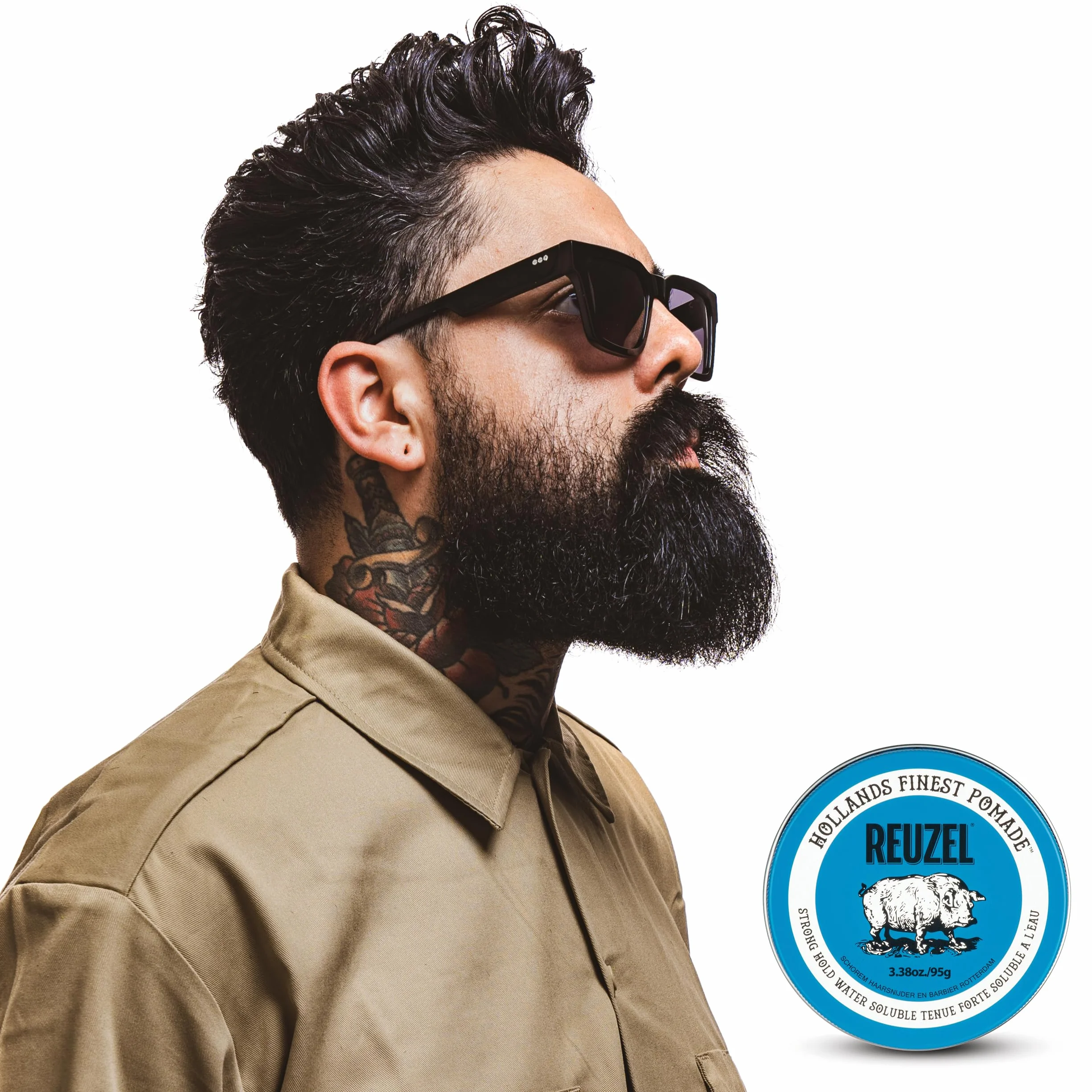 Reuzel 2026 Road Trip, Blue Strong Hold Pomade, Water Soluble for a High Shine Look with a Vanilla Scent, 95g + Free Travel Size 35g