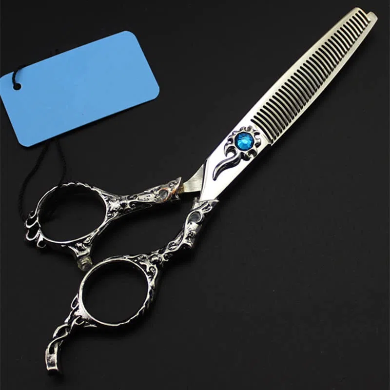 Tijeras de Corte de Pelo, Tijeras Profesionales japonesas 440C de 6 Pulgadas con diseño de Girasol, Tijeras de peluquería Curvas de entresacar, Juego de Tijeras de peluqu(Adelgazamiento)
