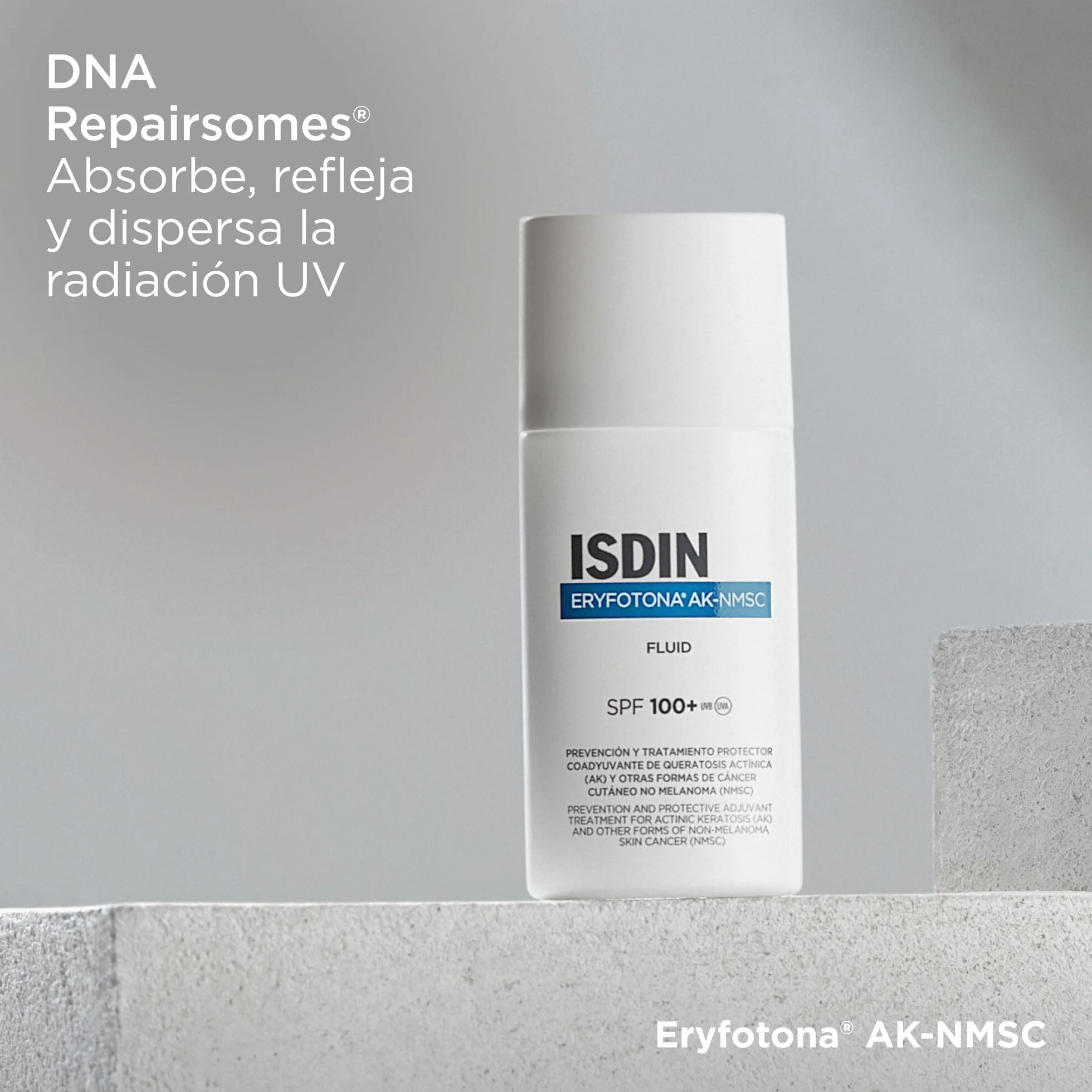 Eryfotona AK-NMSC Fluid SPF 100+ Protector Solar Facial Con Muy Alta Protección Para La Prevención Y Reparación Del Daño Actínico, Crema Solar Con DNA Repairsomes -50 ml