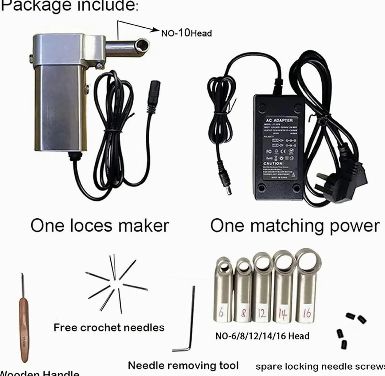 Máquina eléctrica de Mano for rastas de 6-16mm, máquina trenzadora de Ganchillo con 20 Agujas de Ganchillo automáticas(10mm)