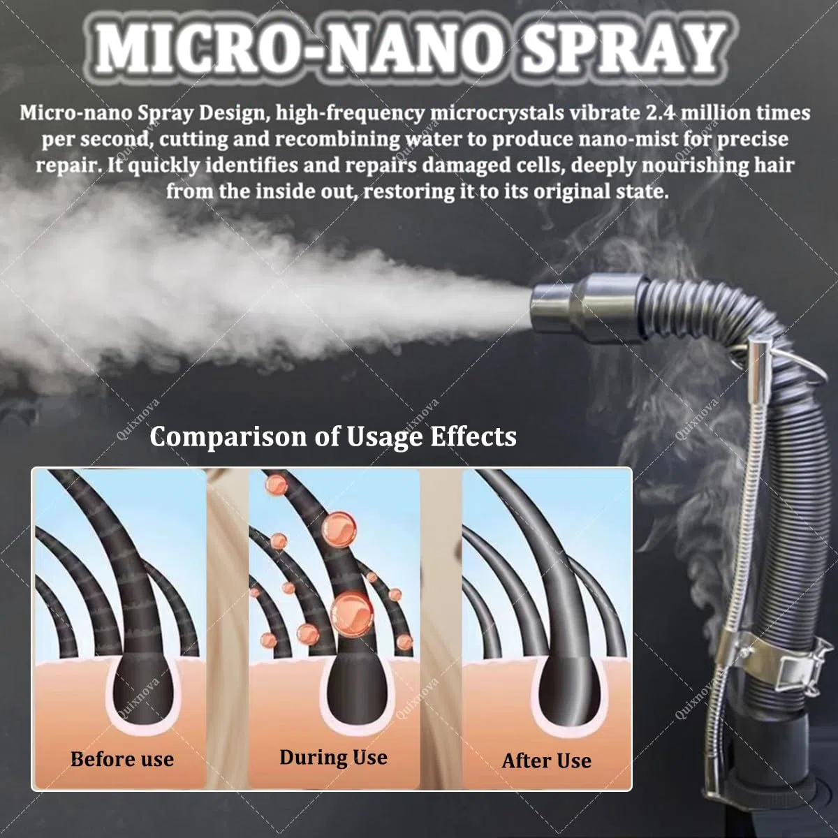 Vaporizador capilar nano 5 en 1, procesador capilar ultrasónico profesional de micro niebla, máquina multifuncional extraíble para el cuidado del cabello con gorro para el cuidado del cabello