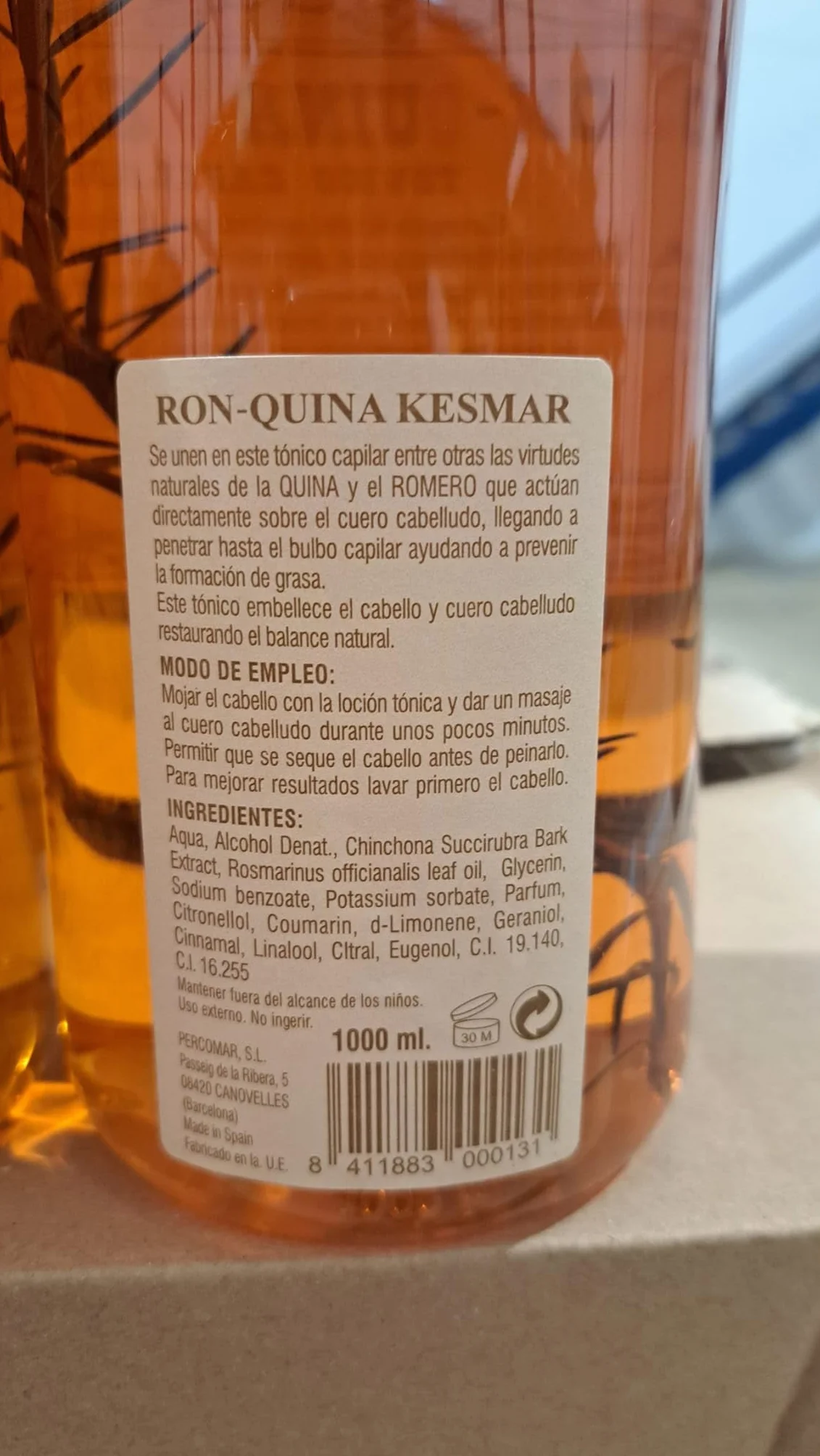 Pack 2x Ronquina Kesmar 1L - Tónico Capilar Anticaída con Extracto de Quina y Romero - Tratamiento Fortalecedor del Cabello y Cuero Cabelludo