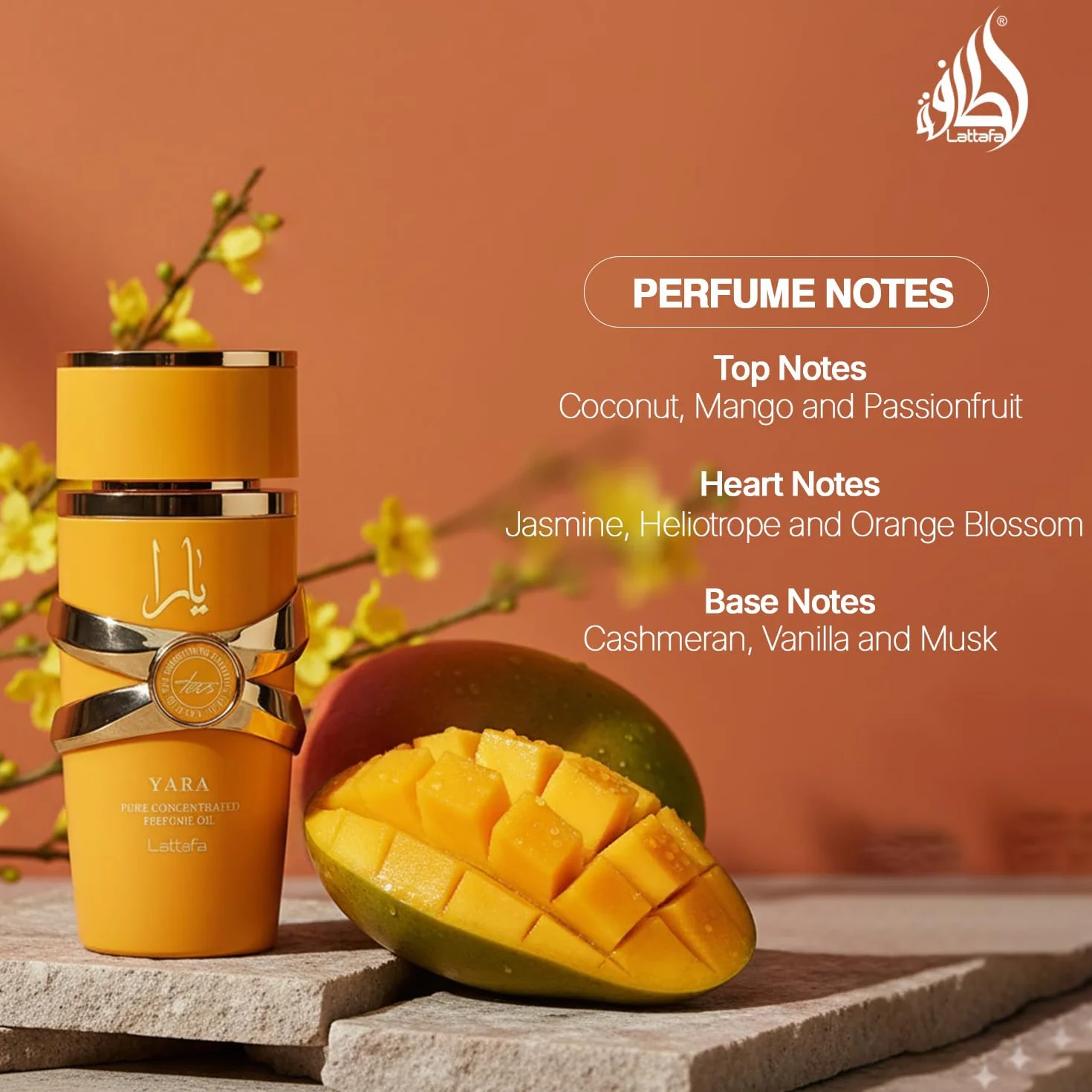 Lattafa Yara Pure Concentrated Perfume Oro, 20 ml, Lujoso diseño árabe