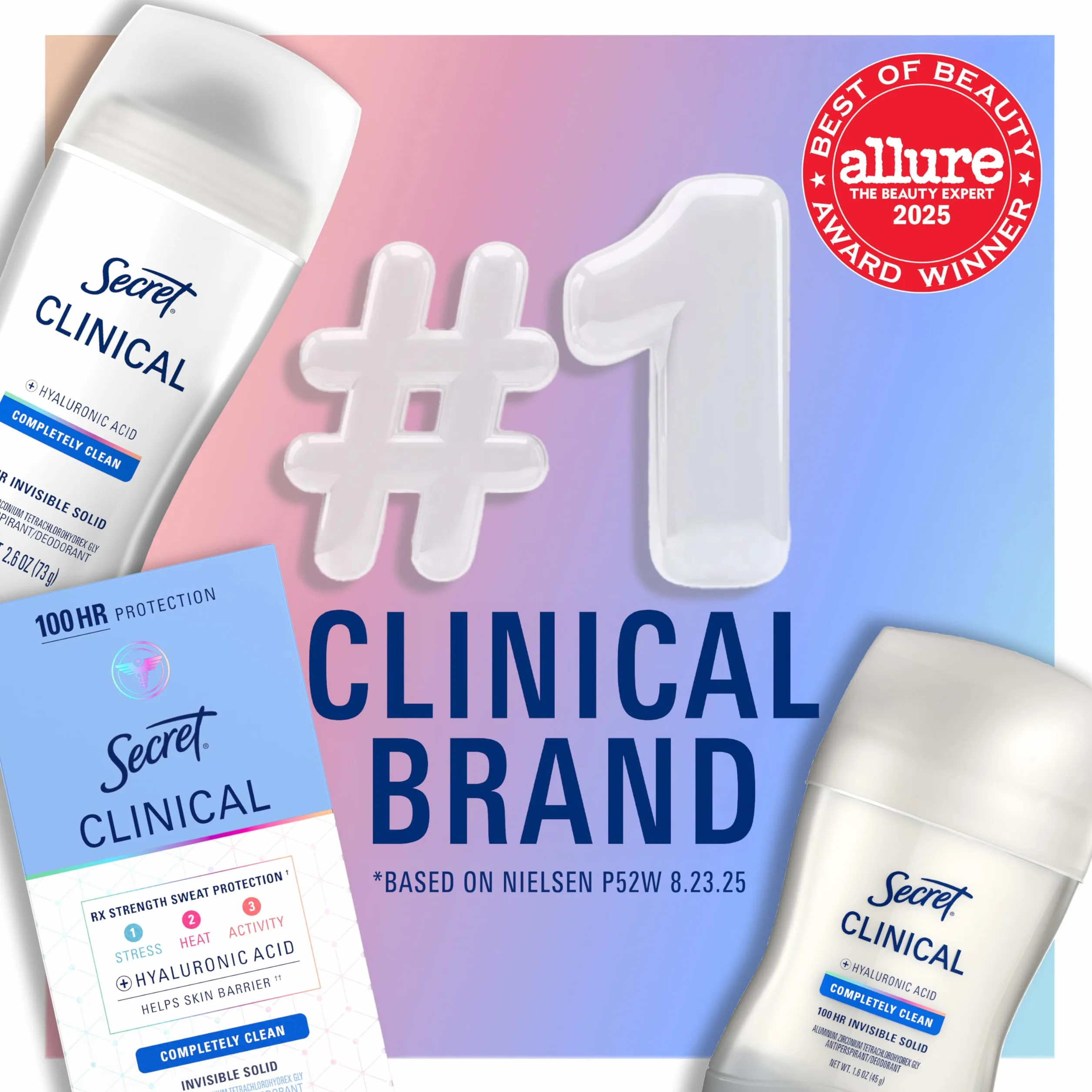 Secret Clinical Strength Clear Gel Women's Antiperspirant & Deodorant Completely Clean Scent 1.6 Oz, 1.600 Fluid Ounce by Secret