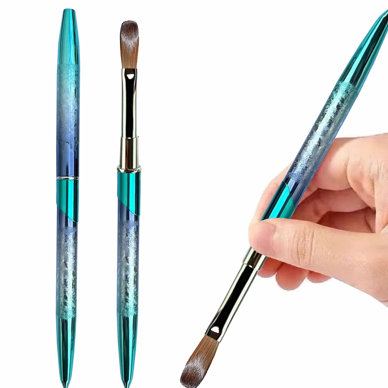 Kolinsky Nail Art Brush Acrílico con pelo de visón 100% virgen y mango de aluminio, pincel de gel profesional para aplicar Acrylic Beauty