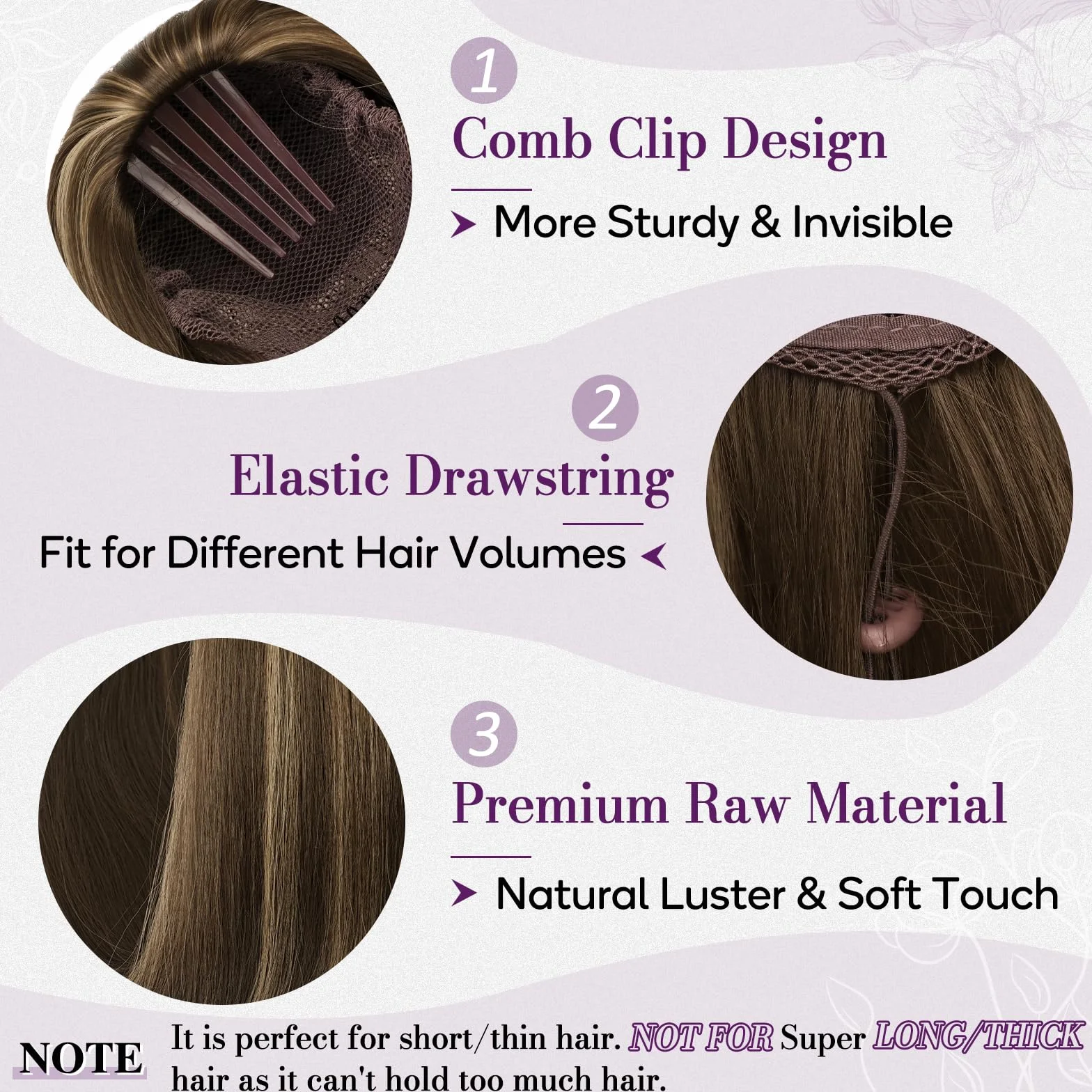 BARSDAR Liso Coleta Postiza Extensiones Pelo, 40cm Corta Cola de Caballo Extension con Cordón Natural Sintética Cheer Posh Ponytail Extensiones Postizos Fiestas Cheer Competition - Marrón con Rubio