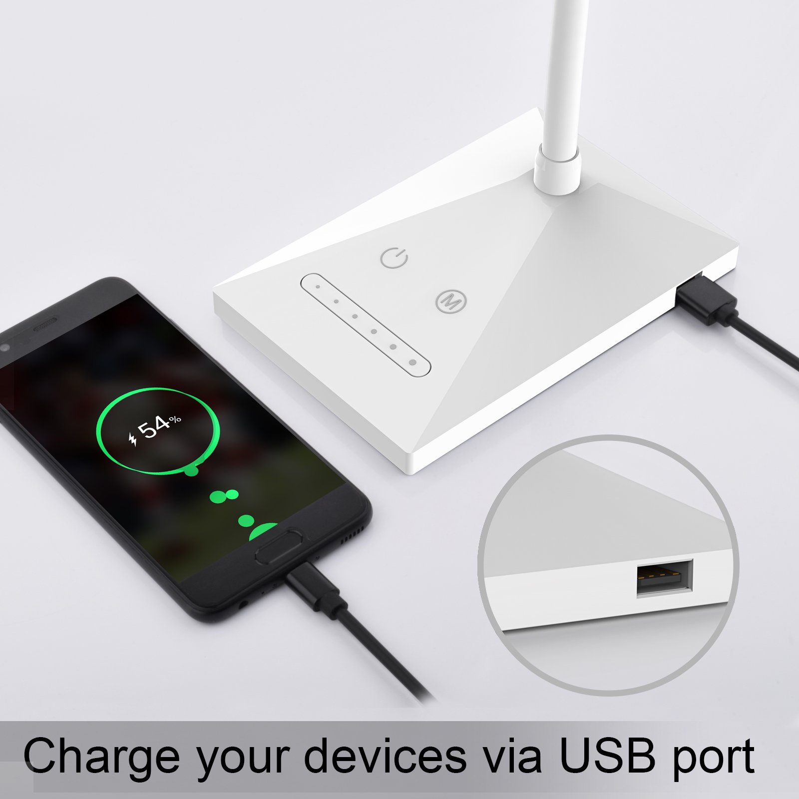 Dimmable LED Desk Lamp with USB Charging Port