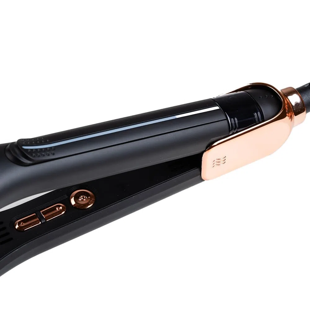 JaDy - Plancha para el pelo Gold Crystal | Calentamiento rápido en 10s | Revestimiento cerámico turmalina | Temperatura ajustable 120-230°C | Apagado automático, Negro